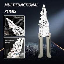 Kìm tuốt dây đa năng mới, kìm bấm đầu dây, kìm cắt cáp, dụng cụ tuốt dây, kìm tuốt dây chuyên dụng cho thợ điện (1 chiếc) - dụng cụ tuốt dây - Xem 5
