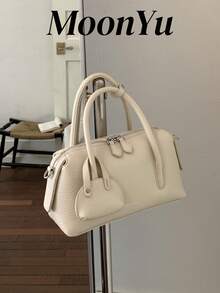 Women's Pillow Handbag, Elegant Minimalist Style, Large Capacity, Shoulder Strap, White - White - View 3