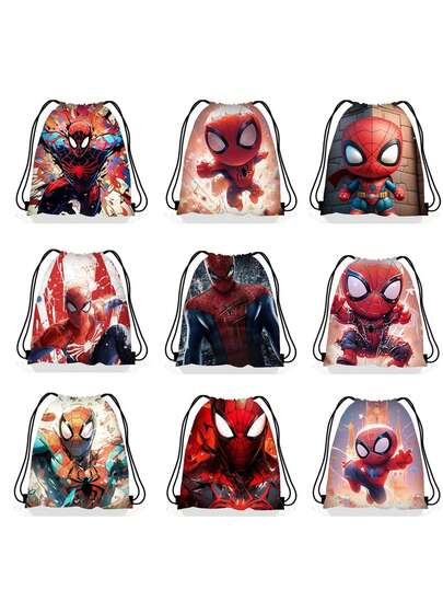  1 chiếc túi dây rút Disney Spider-Man, túi đeo lưng dây rút chủ đề Spider-Man cho tiệc sinh nhật, túi đựng đồ di động.
