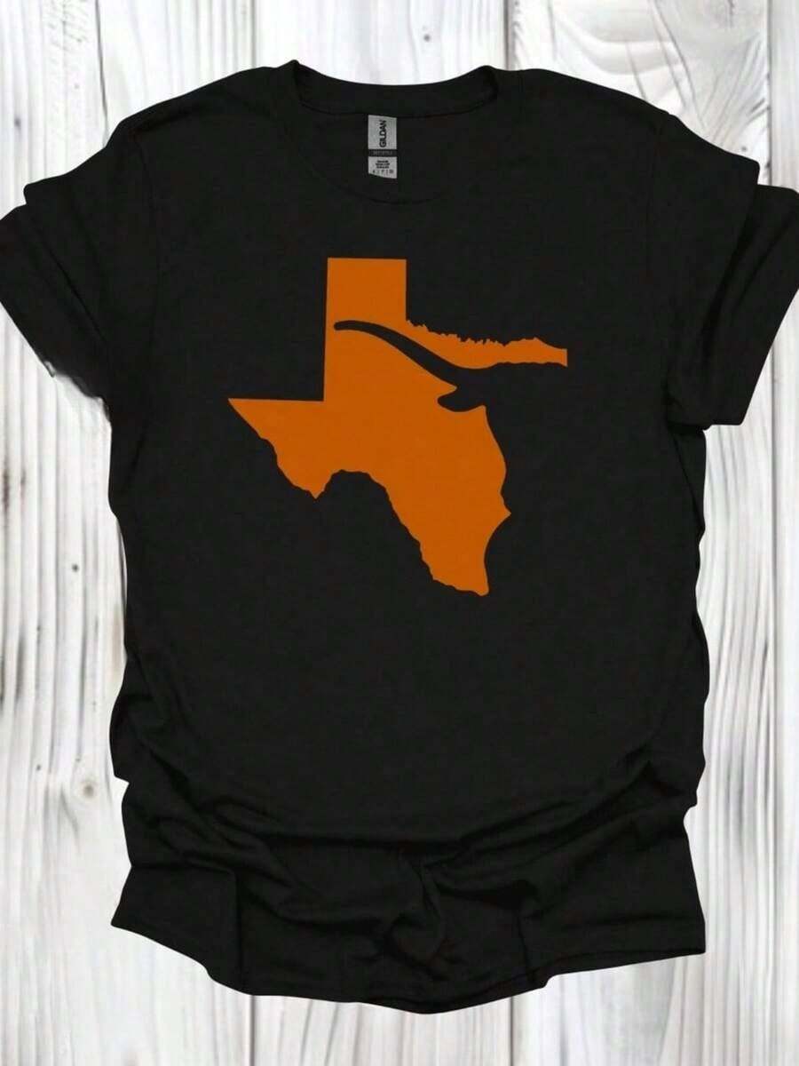Texas American Football Jersey, Texas Horns, Game Day In Texas, Texas College Student, Home Of Texas, Texas College Football, Hook Horns, State Of Texas Jersey, Summer Fashion Cotton Jersey - 黑色 - 查看 1