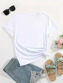 1 Piece Fashion T-Shirt For Women, Mother's Day Gift, T-Shirt For Mother And Best Friends Forever, Mother's Day T-Shirt, Short Sleeve T-Shirt For Mother's Day - 白色 - 查看 2