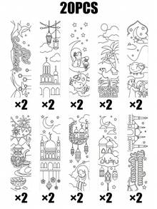 30 buah Pembatas Buku Idul Adha dengan Seni Garis Hitam Putih yang Indah, Kesempatan Mewarnai Kreatif untuk Melukis dengan Tangan. Sempurna untuk Mendekorasi Halaman Buku dan Menambahkan Warna Cerah dan Hidup pada Bahan Bacaan Anda. - MultiWarna - View 9
