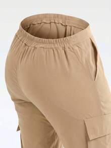 Wide Leg Plus Size Winter High Waist New Release Cold Autumn Elegant Palazzo Pants With Side Pockets Cargo Butt Lifting Premium Tailoring Sizes 46 To 56 - 米色 - View 8