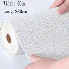 1/5 Roll Linen White Self-Adhesive Wallpaper, 50*280cm Wide Self-Adhesive, Linen Waterproof Moisture-Proof Home Wall Sticker, Bedroom Living Room Renovation Decor Thick Wallpaper, Rough Wall Ceiling Renovation Wallpaper - Flax White - View 13