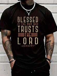 Camiseta de Algodón Negra con Versículo Bíblico, Cristiana, Dios, Salvador, Devoto, Regalo para Hombres, Camiseta de Jesús para Hombres (Unisex) - Negro - Ver 2
