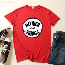 Nueva Camiseta de Comercio Exterior 2024 con Estampado de Letras THING, Top de Manga Corta para WISH - Rojo - madre - Ver 4