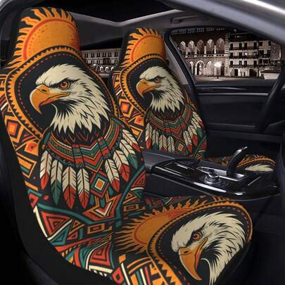 1pc Creative Print Car Seat Cover, Breathable Mesh Fabric, Soft & Comfortable, Suitable For Summer, Eagle Pattern Car Interior Decor, Car Accessories, Unisex Car Seat Cover, Car Decoration, Car Seat Cover, Car Interior Accessories, All Season, Dust & Stain Resistant, Summer Exclusive Car Seat Cover, Suitable For Cute Ladies, Universal Front Seat Cover For Sedan, SUV And Van, Fits All Cars