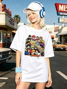 Camiseta de manga corta con cuello redondo suave y casual de verano para mujer, tops para salir, algodón, vintage, estilo callejero europeo y americano, casual deportivo, estilo unisex, estilo casual urbano, tops bonitos, Gen Z, curvas, ropa Y2K, camisetas divertidas, tops para damas, conjuntos de vacaciones para mujer, top lindo, camiseta gráfica, conjuntos de primavera, camisetas holgadas, ropa de calle retro, estilo de los 90, estilo de los 2000, subcultura, top negro, tops blancos, atuendo de fiesta de los 90. Blanco - Blanco - Ver 7