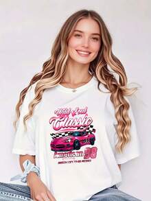1 Women's Pure Cotton T-Shirt: Ambition Classic: American Racing T-Shirt - Modern, 180g, 100% Cotton - White - View 12