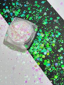 1 Botella de Polvo de Brillo Holográfico Colorido Mixto 3D, Lentejuelas, Decoraciones de Arte de Uñas, Accesorios de Joyería de Uñas DIY Coreanos - Multicolor - Ver 21