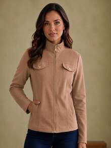 Slim Fit Jacket In Fleece Fabric, Wool Style, Faux Pockets, Winter Fashion, Party, São João (Saint John's Day), Office, Day-To-Night, , Premium, Blogger. - 乾枯玫瑰色 - 查看 2