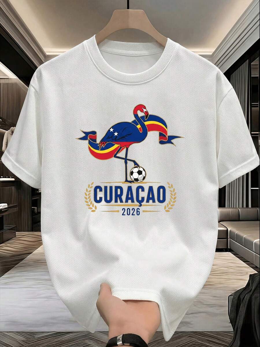 100% Cotton T-Shirt With Mexico 2026 Soccer Theme,  Culture Print, National Pride Style, Soft Classic Fit, Ideal For Watching Games And Traveling, Machine Washable. - 白色 - 查看 1