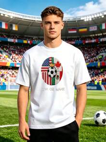 100% Cotton T-Shirt With Mexico 2026 Soccer Theme,  Culture Print, National Pride Style, Soft Classic Fit, Ideal For Watching Games And Traveling, Machine Washable. - 白色 - 查看 8