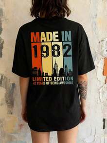 Women's Blouses. Celebrating 1982, A Limited Edition Full Of Grandeur In Vibrant Color Blocks. Women's T-Shirt, 100% Soft And Comfortable Cotton For A Casual Chic And Fun Look. - 黑色 - 查看 8