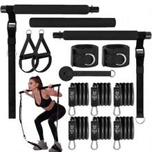 Yoga Pilates Fitness Stretching Bar Set (beinhaltet Push-Pull-Stange und 6 Widerstandsbänder) - Konzipiert für Pilates, Krafttraining, Rehabilitation und Heimfitness; tragbar und verstellbar - ideal für Ganzkörper-Workouts, Physiotherapie und Heim-Fitnessstudios. - A - Übersicht 1