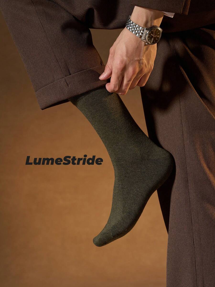 Calcetines de tripulación para hombre | Negocios & Uso diario | Calcetines de vestir versátiles | Algodón cómodo | Estilo combinable con todo - Verde Oscuro - Ver 1