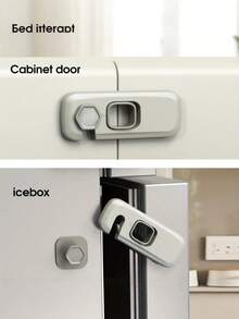 2pcs Universal 360° Rotatable Single Door Refrigerator Lock, Safety Protection Lock For Cabinets, Freezers, Easy Installation With 2 Adhesive Pads, No Drilling Required - Lock - View 5