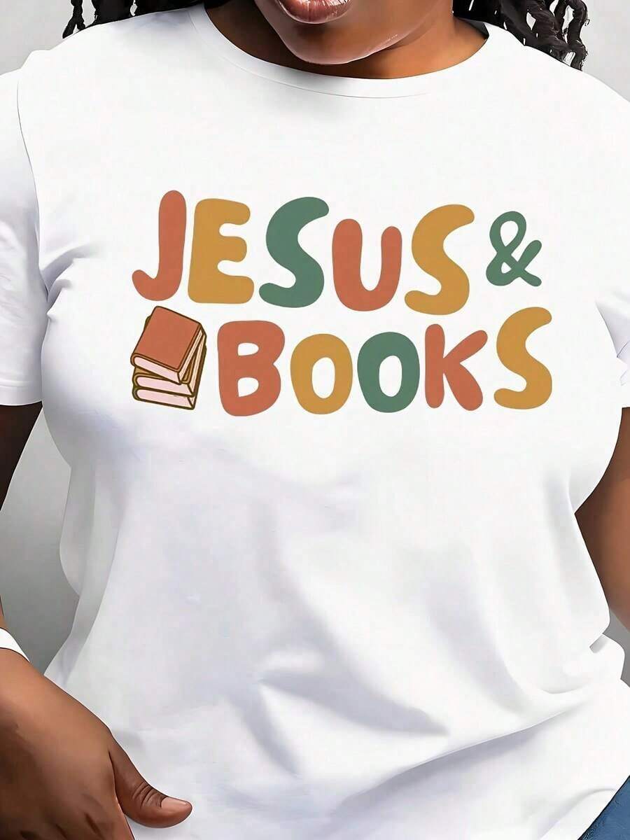 Women's Modern Minimalist T-Shirt With Jesus Print, Casual Short Sleeve T-Shirt For Daily Outdoor Wear, Suitable For Any Occasion, Perfect As A Birthday Gift, Daily Wear In All Seasons - 白色 - 查看 1