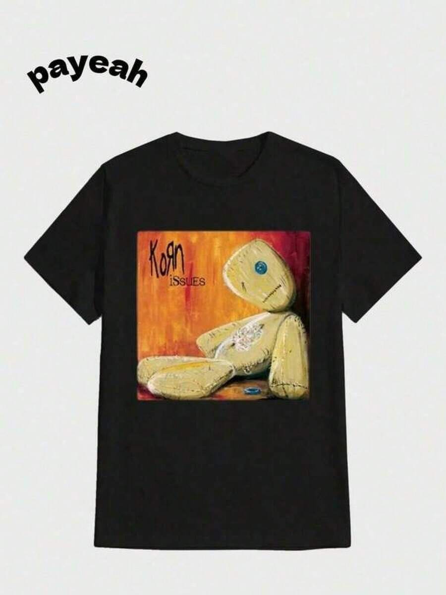Camiseta unisex de manga corta, PayeahVintageCaliforniaKornProblemasCamisetaMetalBandaGráficoCamisetasInformalDigitalImprimirPuroPesado100%AlgodónTJugadores de fútbolhombre, , , Dazymujer,romwehombres, bohochic,maestrasregalos,camisetaparaconjuntos de mujercon curvasparamu,y2k, - Negro - Ver 1