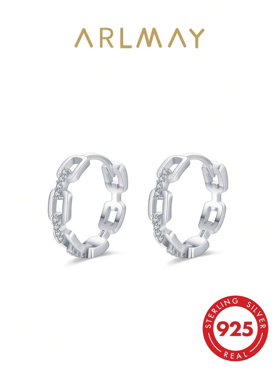 1 paire de boucles d'oreilles chaîne en argent sterling 925 à la mode, bijoux élégants pour le mariage des femmes