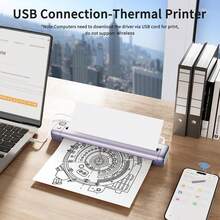 RONGTA F81 Compact Thermal Printer, Wireless Connection, Compatible With IOS And Android, Comes With 8 Thermal Paper Sheets, An Ideal Choice For Office, Study, And Travel - Morado claro + 8 hojas de papel térmico - Ver 3