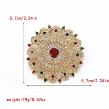1 Stück Luxus Vintage Stil runder Strass Brosche, Braut Brosche, Damen Corsage, geeignet für Hochzeitskleidung von Frauen im Nahen Osten, Party und Festival Accessoires - Verschiedenfarbig - Übersicht 2