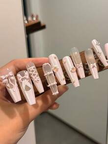 1件天使翅膀、芭蕾舞鞋、蝴蝶结丝带装饰优雅3D美甲硅胶模具 - 無色 - 查看 10