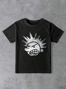 Women's Casual Short Sleeve Crew Neck Camisole With Cartoon Character Print, Summer Graphic Blouses For Women. Suitable As A Gift. Women's T-Shirt. Elegant Blouses. Boho Chic. Soft, Breathable, And Comfortable Women's Top, Ideal For Spring, Summer, And Autumn, Perfect For Vacations, Travel, And Everyday Wear. - 黑色 - 查看 7