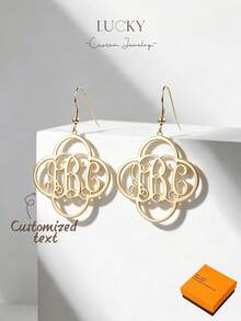 Personalized Name Earrings, Double-Layer Metal Name Earrings, 3D Name Pendant, Birthday Gift For Women - Earring Style 4 - View 1