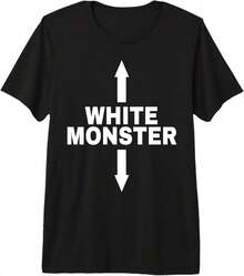 Premium Tri-Blend T-Shirt With White Monster Design And Up And Down Arrows - Black - View 2