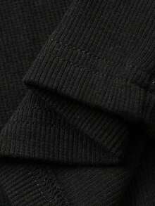 Camiseta de manga larga ajustada con cuello en V y nudo de mujer, informal - Negro 2 - Ver 9