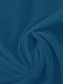 Blusa casual con cuello en V, volantes y mangas de pétalos acanalados para tallas grandes - Agua verde azul - Ver 3