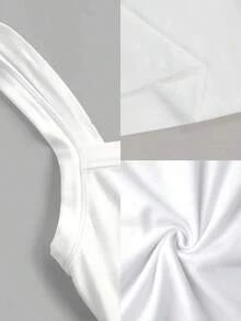 Camiseta corta de tirantes gruesos simple para mujer, adecuada para primavera y verano, estilo casual/streetwear/Y2K, se puede combinar con oficina/hogar/streetwear/discoteca, una opción ideal para blusas casuales de verano en color blanco - Blanco - Ver 8