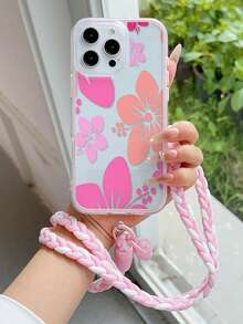 1pc Minimalist Retro Lily Flower UV Painted Thick Shockproof Transparent Dual-Color 2-In-1 TPU Phone Case With Detachable Halter, Compatible With IPhone 17/17 Pro/17 Pro Max/16/16 Plus/16 Pro/16 Pro Max/15/15 Plus/15 Pro/15 Pro Max/14/14 Plus/14 Pro/14 Pro Max/13/13 Pro/13 Pro Max/12/12 Pro/12 Pro Max/11/11 Pro Max/X/XS/XR, Provides Lens Protection - Multicolor - View 1