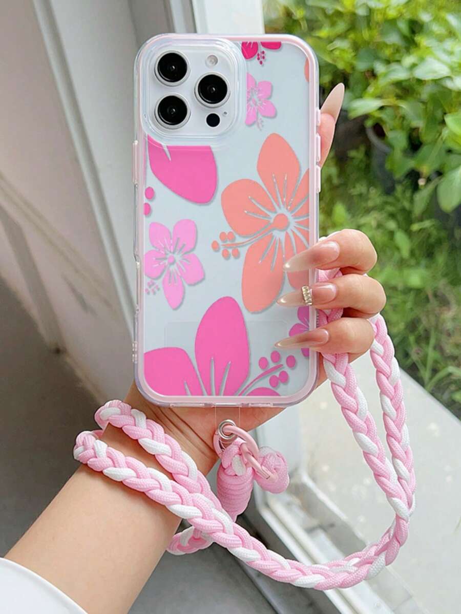 1pc Minimalist Retro Lily Flower UV Painted Thick Shockproof Transparent Dual-Color 2-In-1 TPU Phone Case With Detachable Halter, Compatible With IPhone 17/17 Pro/17 Pro Max/16/16 Plus/16 Pro/16 Pro Max/15/15 Plus/15 Pro/15 Pro Max/14/14 Plus/14 Pro/14 Pro Max/13/13 Pro/13 Pro Max/12/12 Pro/12 Pro Max/11/11 Pro Max/X/XS/XR, Provides Lens Protection - Multicolor - View 1