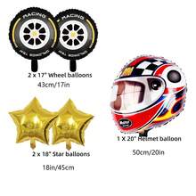 Helmet Gold Tire Star Balloon Decoration, Tire-Shaped Aluminum Foil Balloon Set, Racing Theme Suitable For Birthday Party Gathering Decoration Balloons - Multicolor - View 5