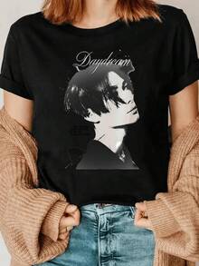 1 Piece Women's Black Pulp Graphic T-Shirt - Soft Cotton, Loose Fit, Vintage 90s Style, Inspired By Britpop, Casual For Everyday Wear, 180g, 100% Cotton - 黑色 9 - 查看 1