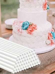 5/10pcs White Floating Cake Support Rods, Cake Tier Support Tubes, Cake Stacking Dowels, White Plastic Support Sticks For Tiered Cake Building And Stacking, Suitable For Christmas Parties And Events, Cake Dowels - Multicolor - View 9