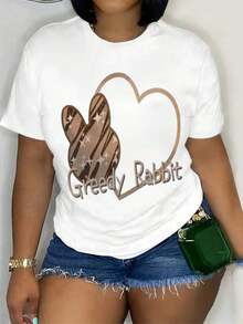 Women's Casual Short Sleeve Crew Neck T-Shirt - Printed Top, Comfortable Fit - 白色 - 查看 1
