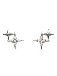1pair Double Star Shaped Earrings Inlaid With Cubic Zirconia 18k Gold Plated For Women, Perfect Choice For Proposal, Engagement Party Gift - Gold - View 11