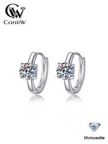 ConiiW 1对925纯银0.5克拉/1克拉莫桑石四爪耳夹 - 銀色 - 查看 1