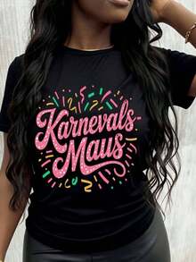 Women's Carnival Mouse Party T-Shirt, Fun For Party Costumes - Black - View 1