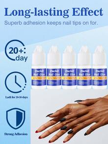 Dueloit 1pc/6pcs/10pcs/20pcs/40pcs Rhinestone Diamond Nail Glue, 3g Clear Long-Lasting Nail Glue, Nail Tip Glue, Nail Art Supplies - 無色 - 查看 4