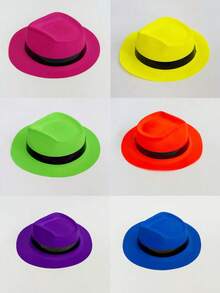 24 chiếc mũ tiệc nhựa neon, mũ Fedora phong cách gangster neon cho người lớn, mũ huỳnh quang phản ứng UV, mũ Fedora tiệc cho sinh nhật, tiệc âm nhạc, đám cưới, v.v., với hiệu ứng phát sáng trong bóng tối phong cách gangster - Nhiều màu - Xem 8