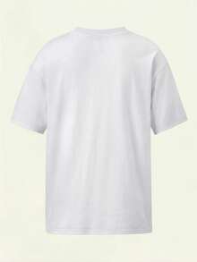 Camiseta de Mujer con Estampado de Ramo Floreciente, Estilo Vintage, Corte Holgado, Casual, Cómoda y Versátil, de Manga Corta - Blanco - Ver 3
