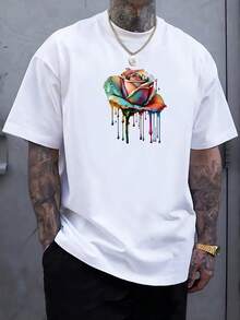 Clothing, Footwear, And Jewelry With Colorful Rose Prints > Men's Fashion > Men's Plus-Size Clothing > Men's Plus-Size T-Shirts, Shirts, And Tops > Men's Plus-Size T-Shirts - 白色 - 查看 1