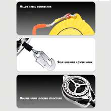 9.8ft Self-Retracting Lifeline Fall Arrest Protection, Retractable Lanyard, 150kg Capacity - 黃色 - 查看 5
