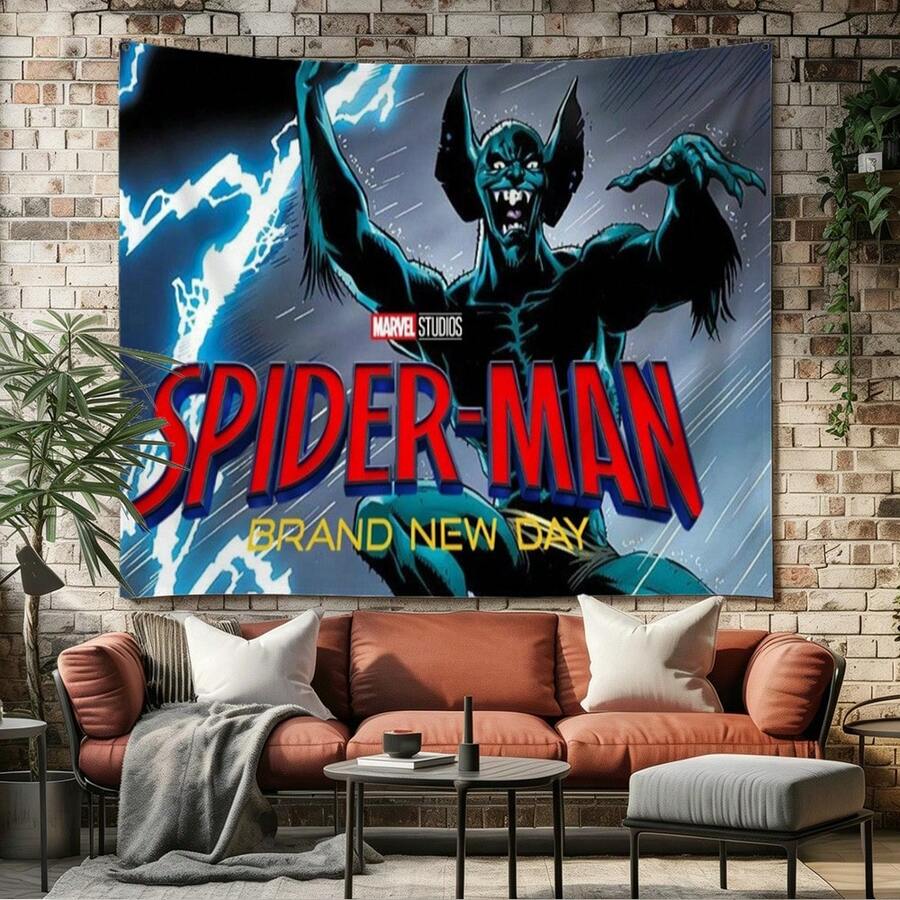 1pc Spider-Man Happy Birthday Backdrop Marvel Superhero Boy Party Decoration Cartoon Photography Background Indoor Holiday Gathering Scene Layout Cake Table Wall Tapestry Anime Fan Birthday Party Props Wall Hanging Decor - Nhiều màu - Xem 1
