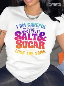Camiseta Deportiva Casual para Mujer con Texto en Gradiente SOY CUIDADOSA CUANDO CONFÍO - Camiseta Blanca Elástica de Cuello Redondo, Lavable aáquina, Ajuste Cómodo y Perfecta para Todas las Estaciones, para un Estilo Casual y Reflexivo. - Blanco - Ver 1