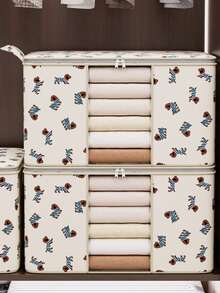 1PC Cartoon Dog Print Foldable Storage Bag With Steel Frame, Large-Capacity Quilt & Clothes Organizer With Clear Window & Zipper, Home & Kids' Room Organization, Cute Style, Thick Fabric Material, Rectangular Shape, With Reinforced Handles & Sturdy Frame, Dustproof & Moisture-Proof Function, For Quilts/Bedding/Clothes, Cute & Durable, For Parents/Home Organizers, Kids' Room Essential - Multicolor - View 7